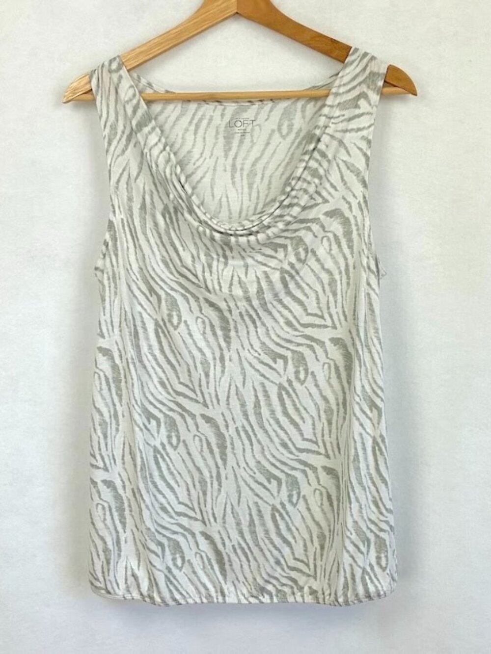 Ann Taylor Loft Sleeveless Blouse Cowl Neck Stretch Preppy Academia Summer M